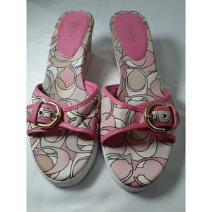 Authentic Coach Size 10 B Perry multi colored  wedge Signature  Slip Ons  .